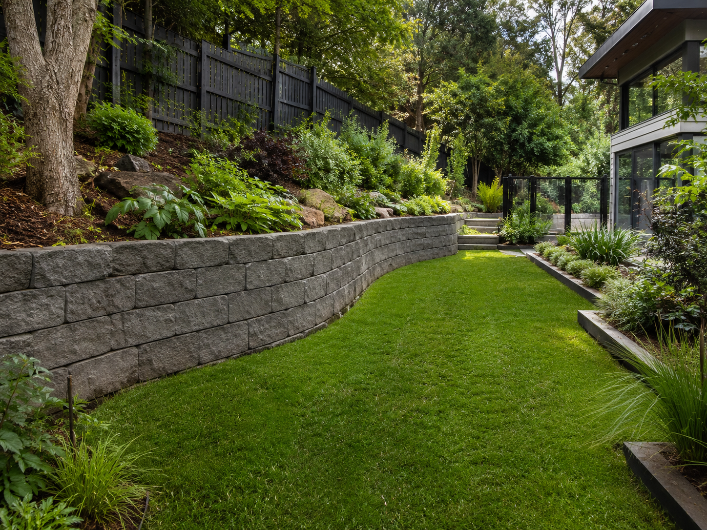 Retaining wall and garden upgrade with structured planting